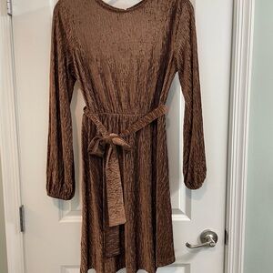 Elegant Brown Textured Dress